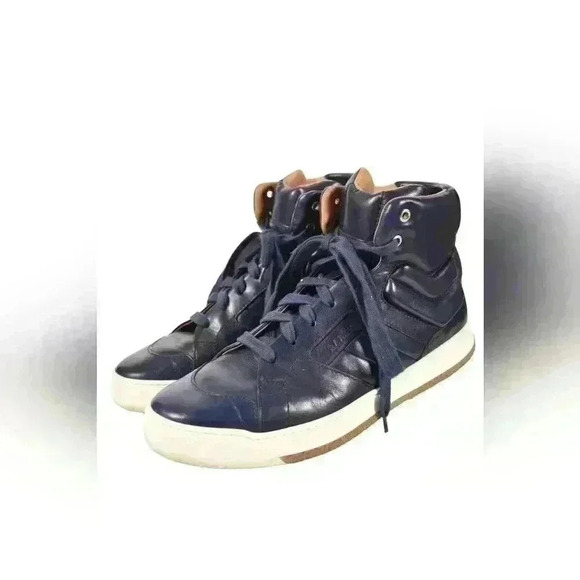 2018 BALLY Navy Blue Calfskin Leather Odar Padded High Top Sneaker  9D Italy - Picture 6 of 7